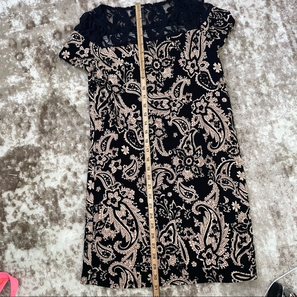 Stoosh dress black and white paisley print Lace trimmed square dress SZ Sm - Picture 6 of 8